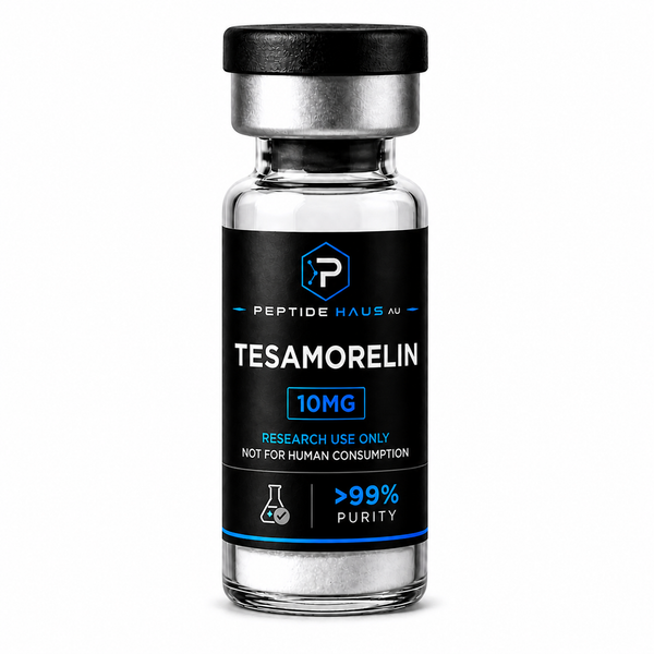 Tesamorelin research peptide vial by Peptide Haus AU